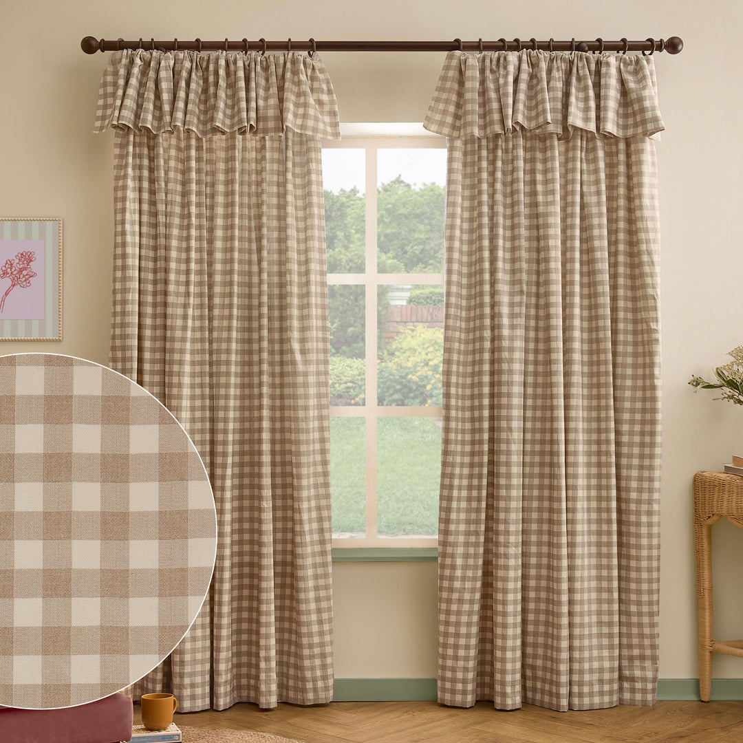 Harriet Gingham Blackout Flop Top Pencil Pleat 168x137 Natural