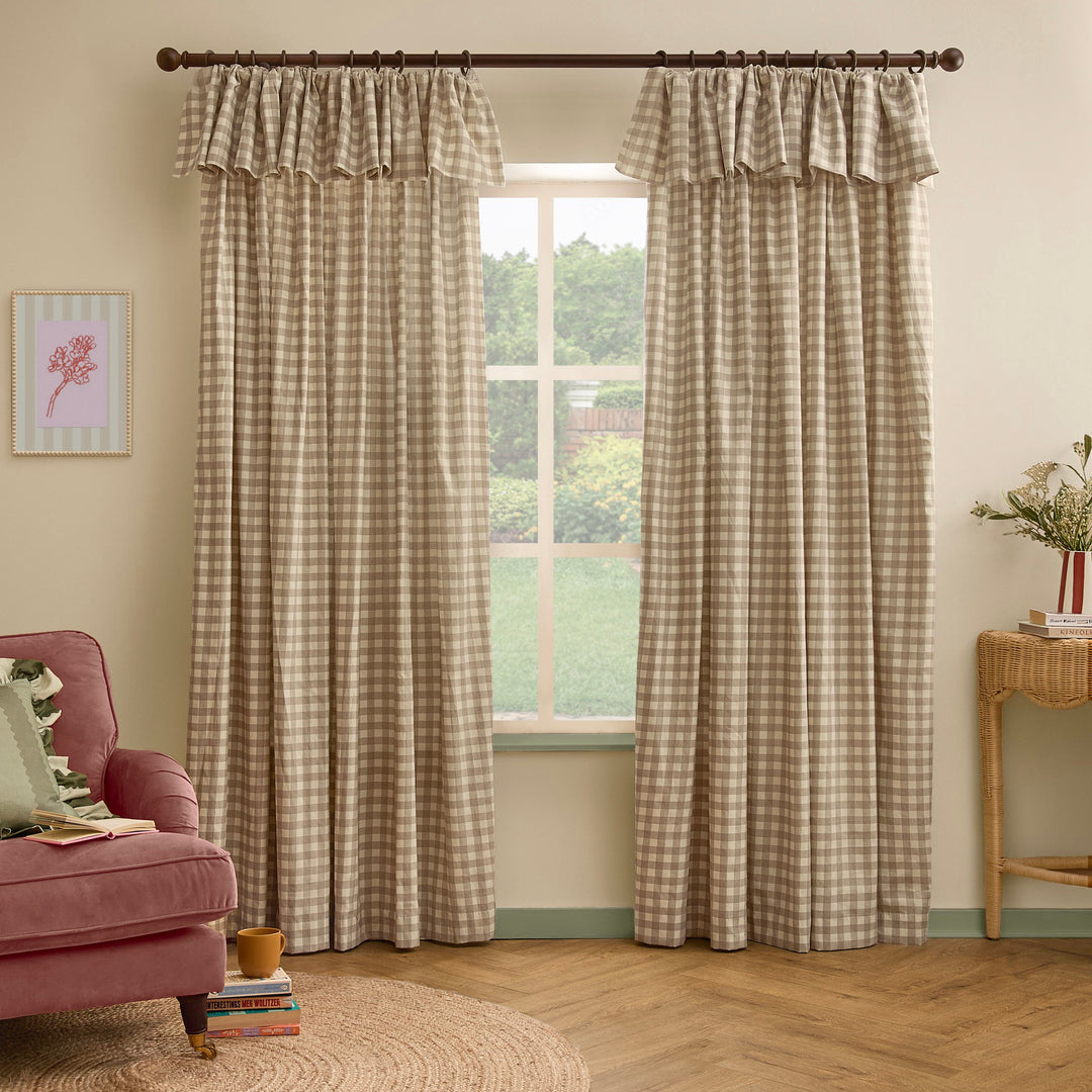 Harriet Gingham Blackout Flop Top Pencil Pleat 229x137 Natural - image 4