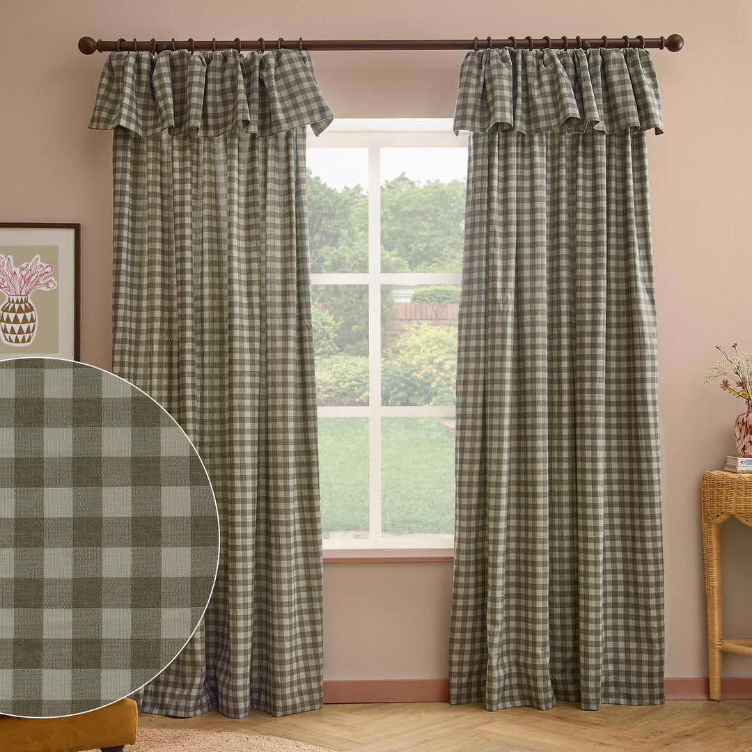 Harriet Gingham Blackout Flop Top Pencil Pleat 229x183 Baygreen/Mist
