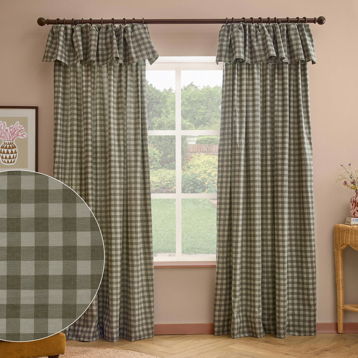 Harriet Gingham Blackout Flop Top Pencil Pleat 229x183 Baygreen/Mist