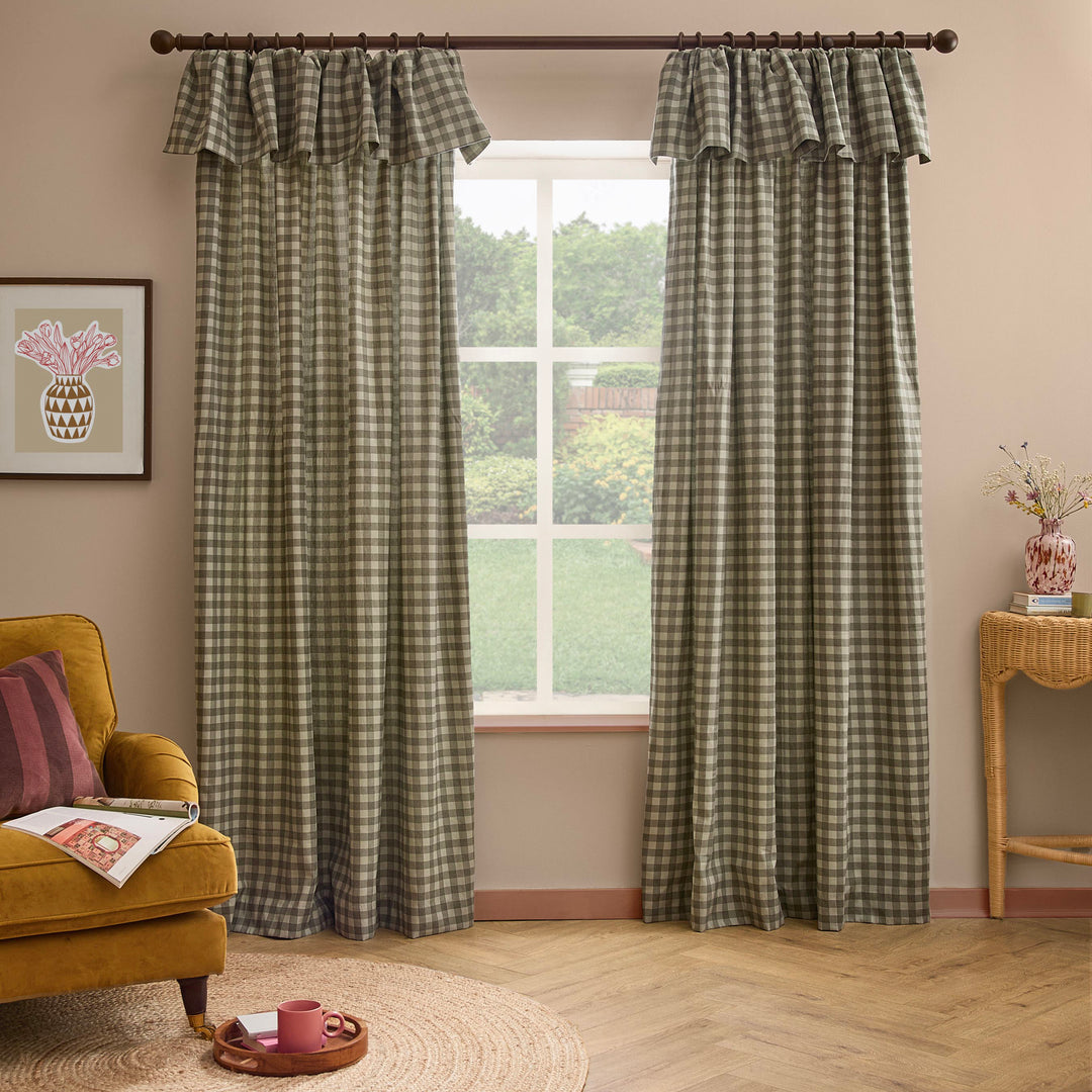 Harriet Gingham Blackout Flop Top Pencil Pleat 229x183 Baygreen/Mist - image 4