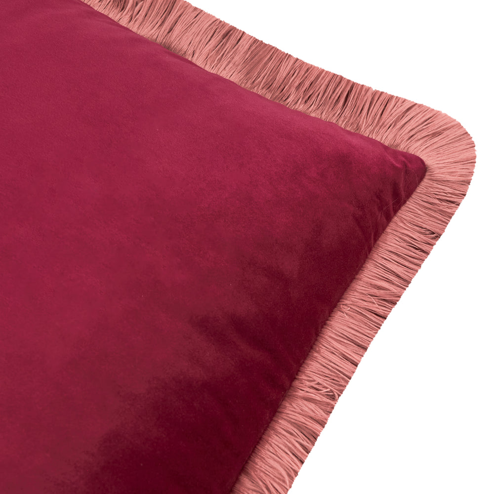 Halo Fringed Velvet 50x50 Cushion Case Burgundy/Slipper - image 2