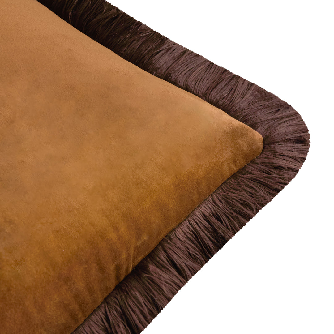 Halo Fringed Velvet 50x50 Cushion Case Caramel/Chocolate - image 2