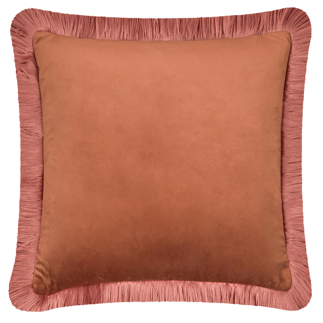 Halo Fringed Velvet 50x50 Cushion Case Chestnut/Slipper