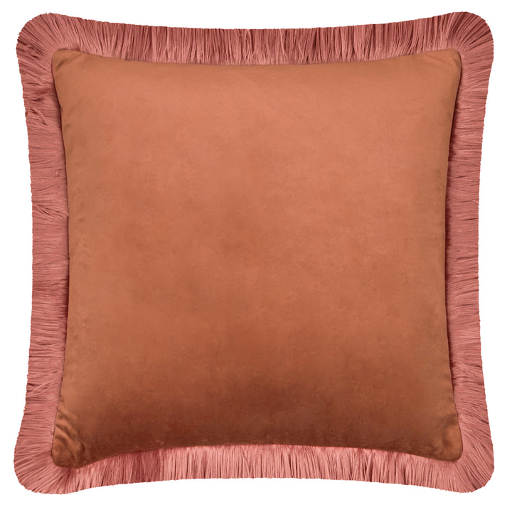 Halo Fringed Velvet 50x50 Cushion Case Chestnut/Slipper