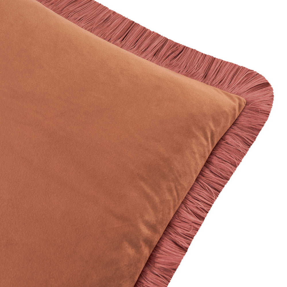 Halo Fringed Velvet 50x50 Cushion Case Chestnut/Slipper - image 2