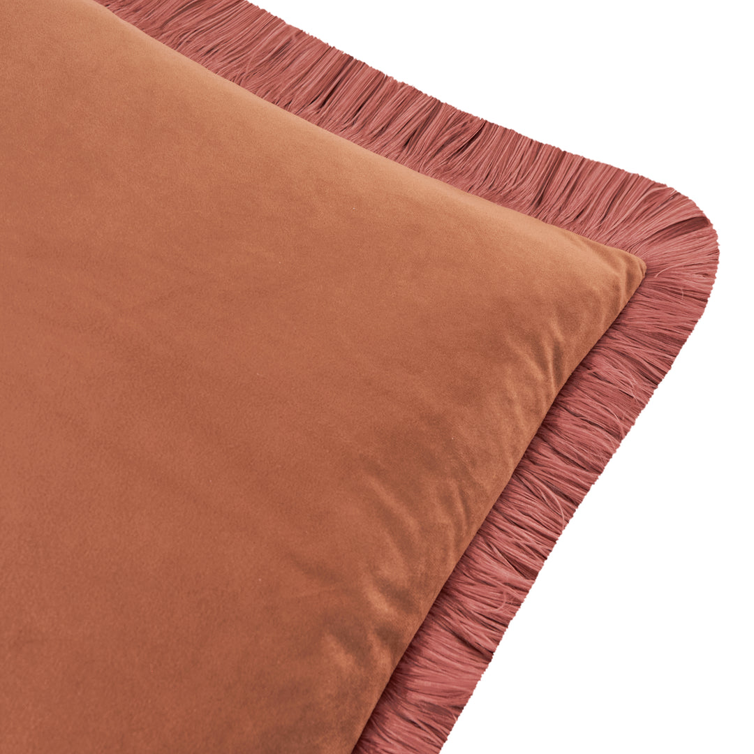 Halo Fringed Velvet 50x50 Cushion Case Chestnut/Slipper - image 2