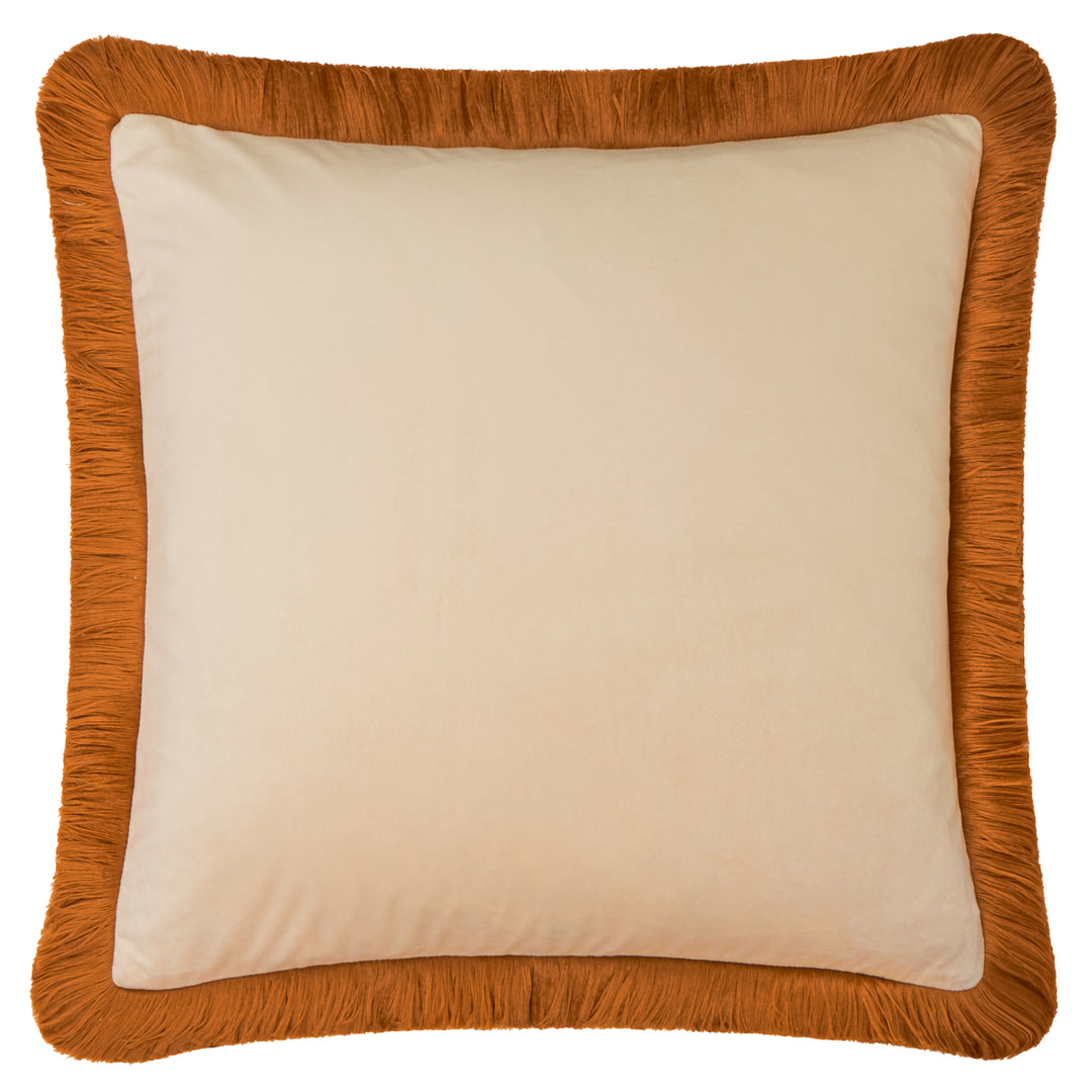 Halo Fringed Velvet 50x50 Cushion Case Ecru/Ginger