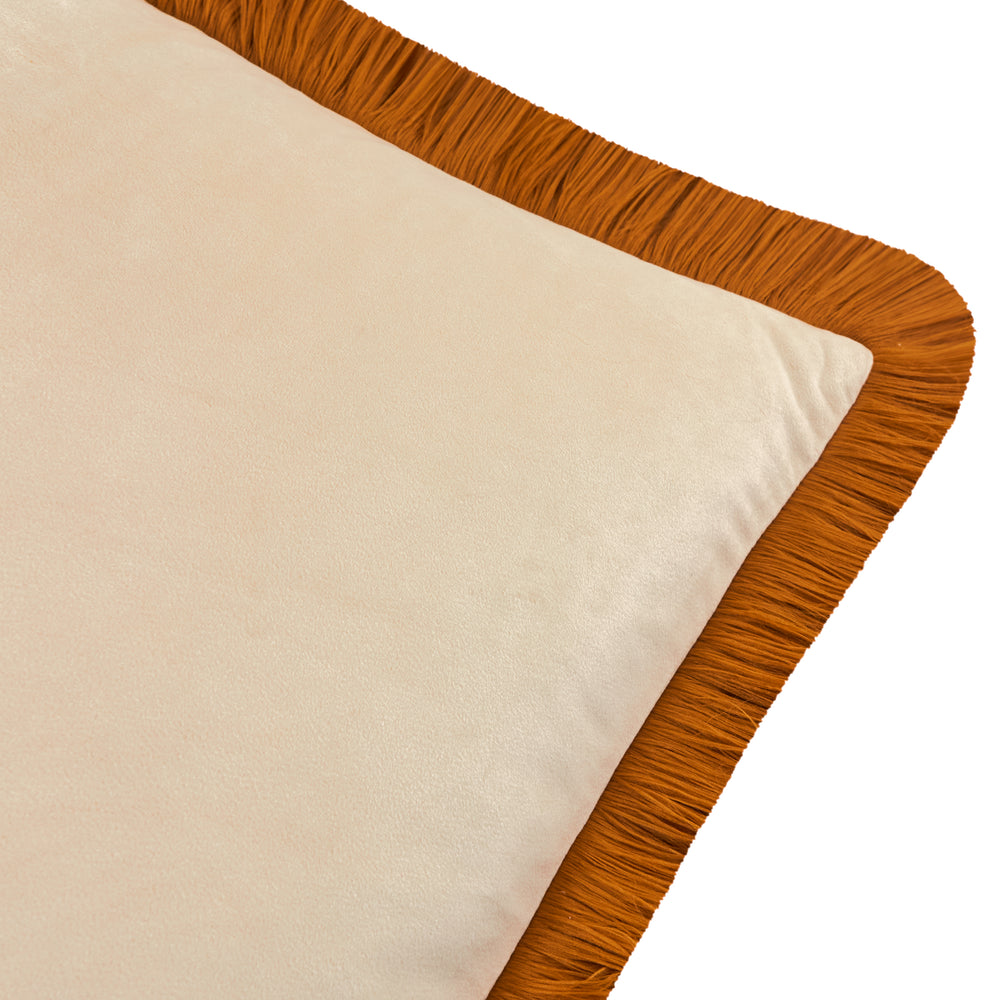 Halo Fringed Velvet 50x50 Cushion Case Ecru/Ginger - image 2
