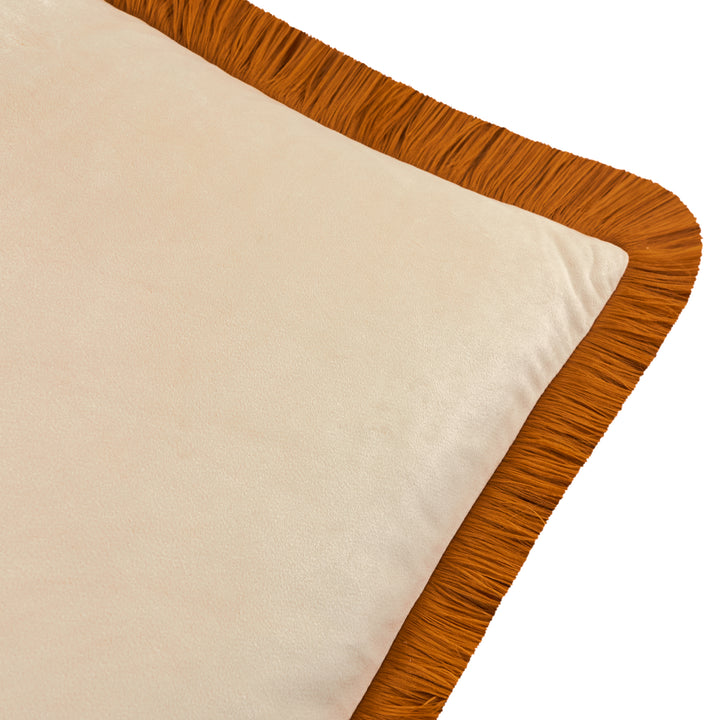 Halo Fringed Velvet 50x50 Cushion Case Ecru/Ginger - image 2