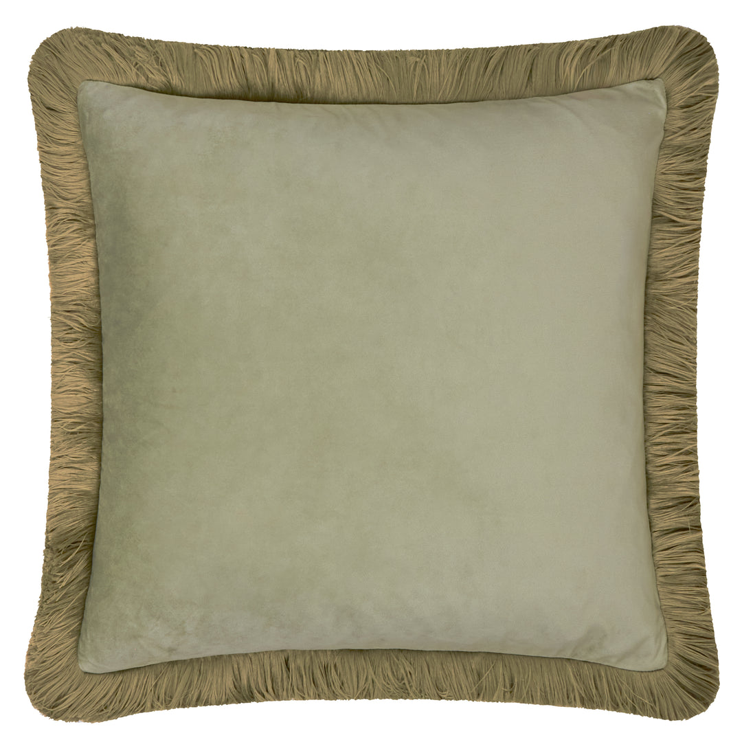 Halo Fringed Velvet 50x50 Cushion Case Green/Sage