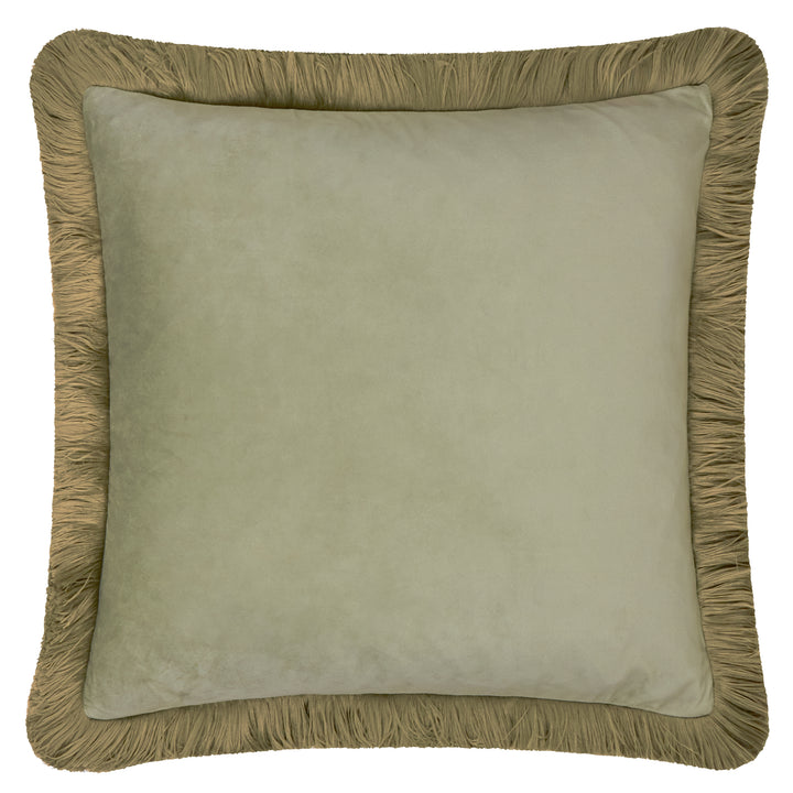 Halo Fringed Velvet 50x50 Cushion Case Green/Sage