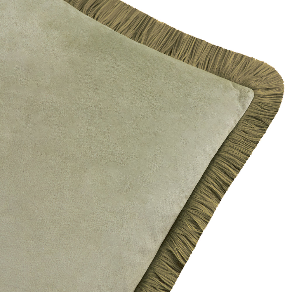 Halo Fringed Velvet 50x50 Cushion Case Green/Sage - image 2