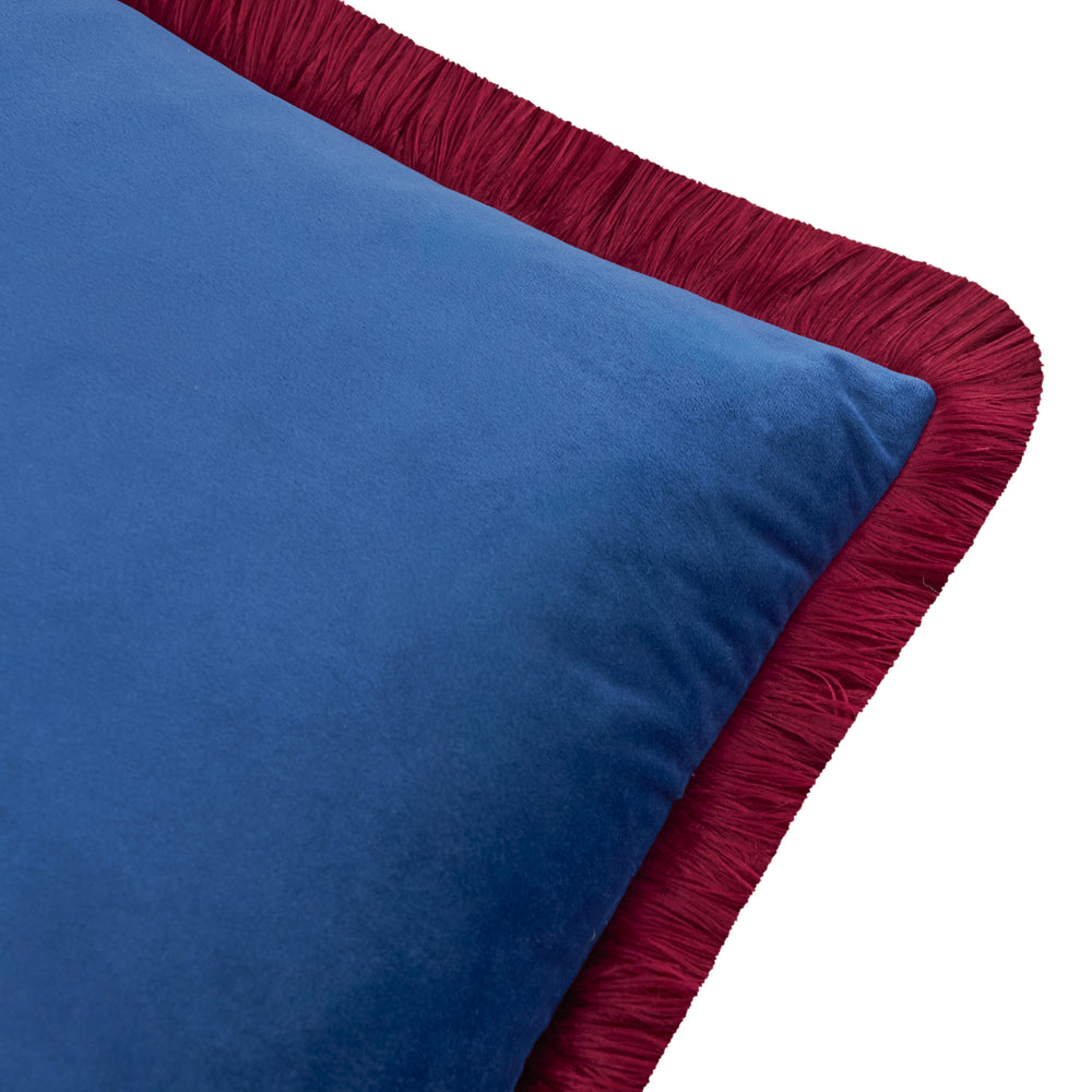 Halo Fringed Velvet 50x50 Cushion Case Navy/Burgundy - image 2