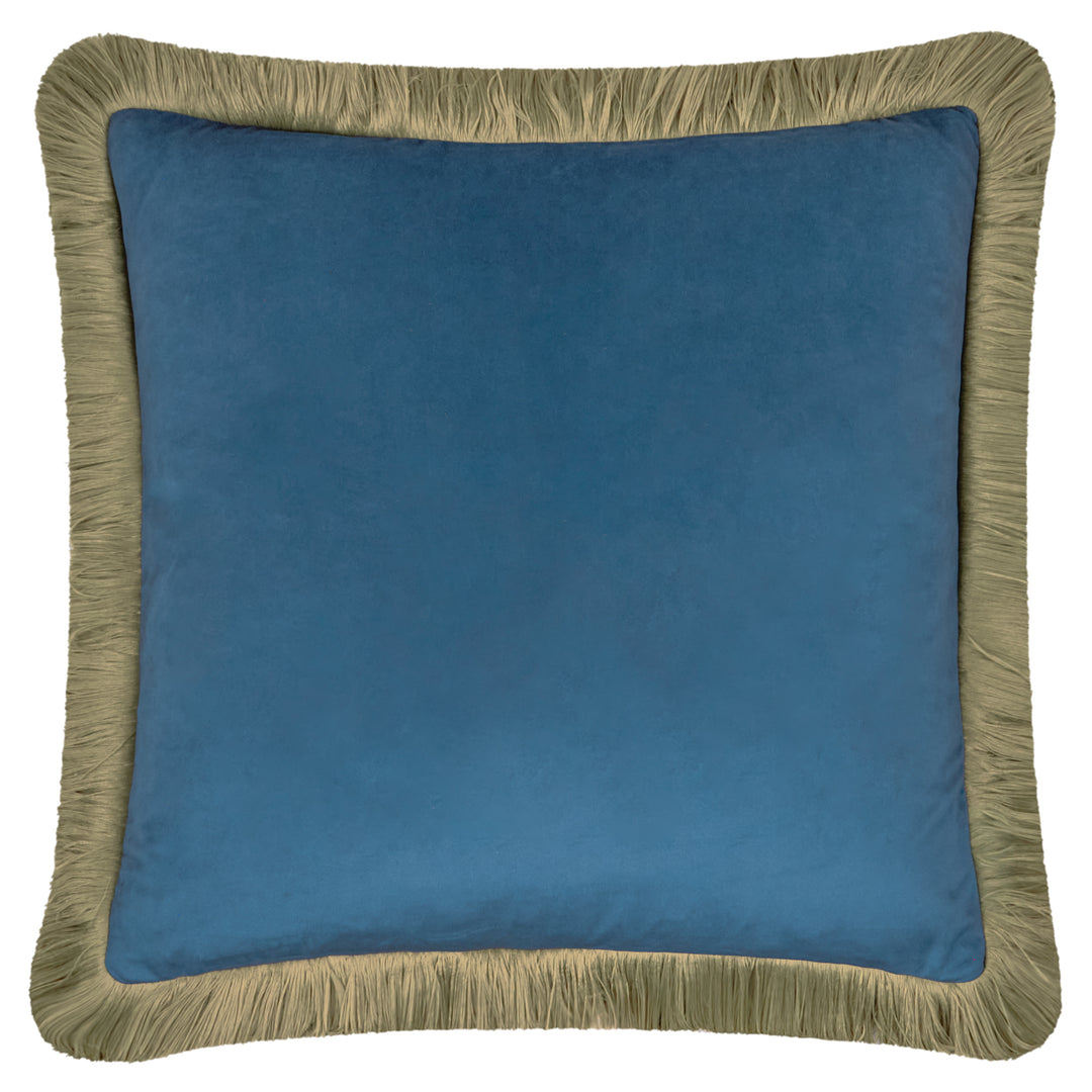 Halo Fringed Velvet 50x50 Cushion Case Petrol/Sage