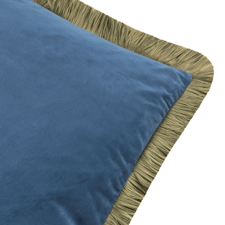Halo Fringed Velvet 50x50 Cushion Case Petrol/Sage - image 2