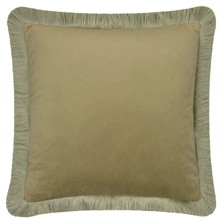 Halo Fringed Velvet 50x50 Cushion Case Sage/Green