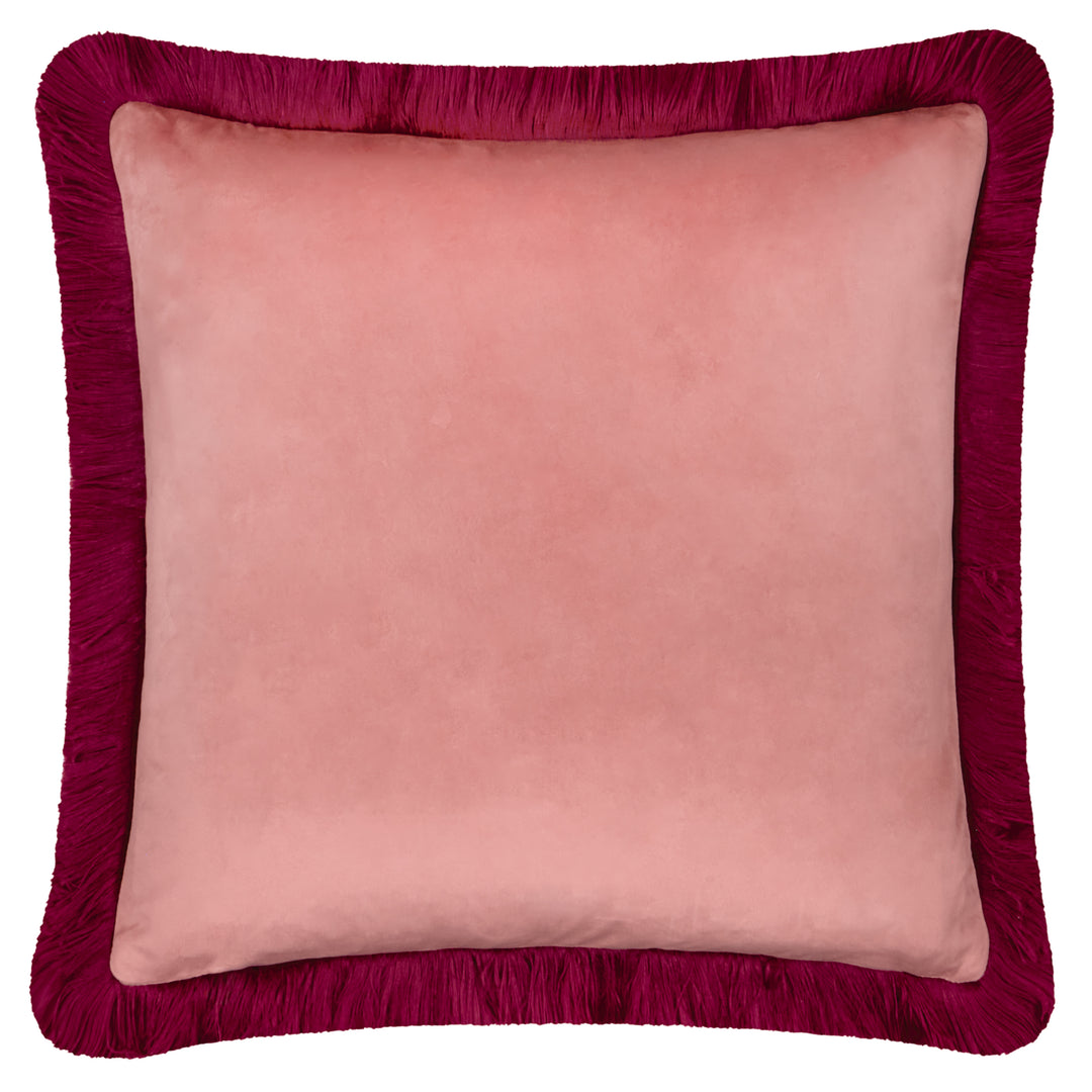 Halo Fringed Velvet 50x50 Cushion Case Slipper/Burgundy