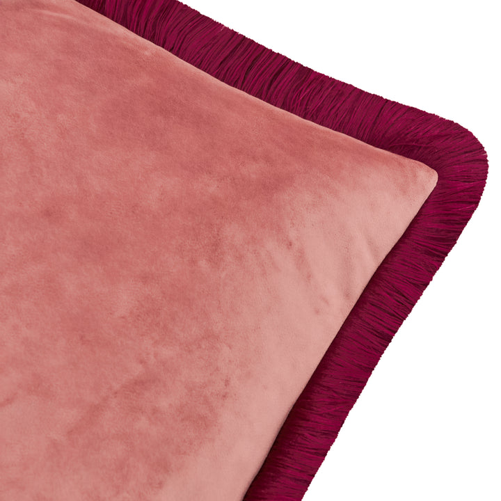 Halo Fringed Velvet 50x50 Cushion Case Slipper/Burgundy - image 2