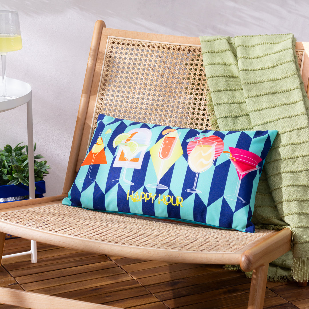 Happy Hour 30x50 Outdoor Cushion Case Blue