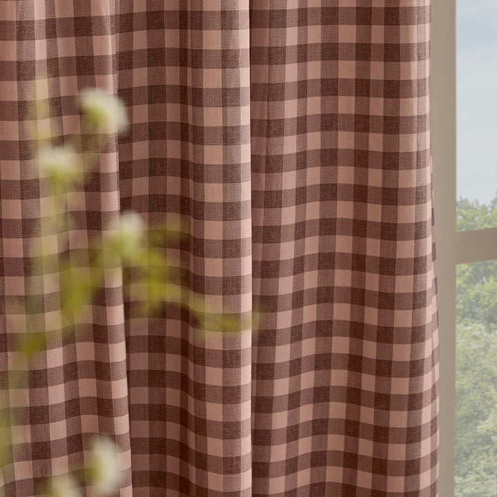 Harriet Gingham Flop Top Pencil Pleat 117x183 Rose/Chocolate - image 3