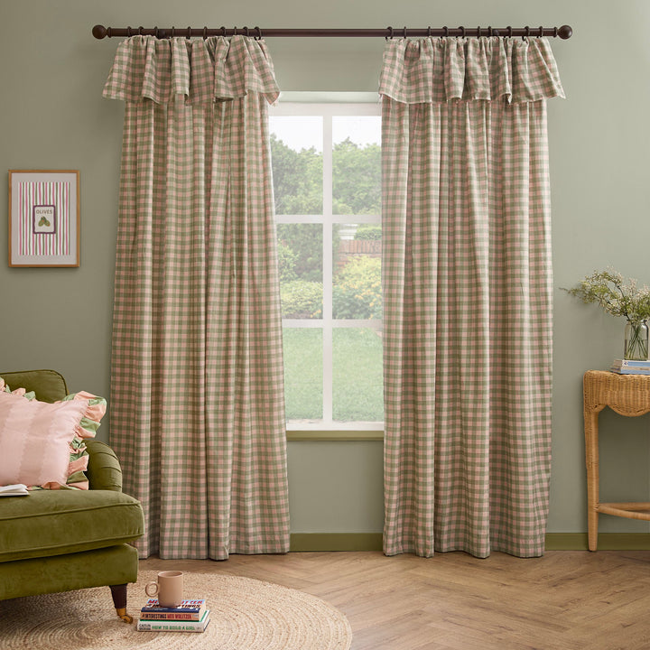 Harriet Gingham Flop Top Pencil Pleat 168x137 Pink/Green - image 4
