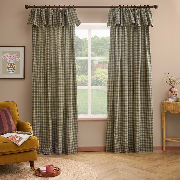 Harriet Gingham Flop Top Pencil Pleat 168x183 Baygreen/Mist - image 4