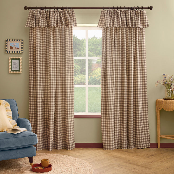 Harriet Gingham Flop Top Pencil Pleat 168x183 Buttermilk/Chocolate - image 4