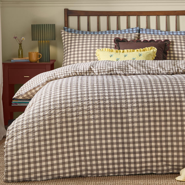 Harriet Gingham Double Duvet Set Buttermilk/Chocolate - image 3