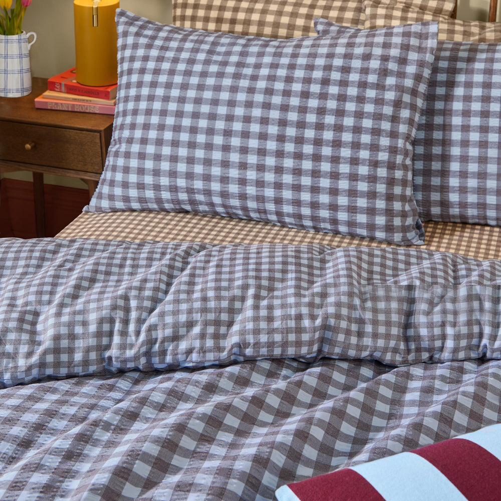 Harriet Gingham King Duvet Set Blue/Chocolate - image 2