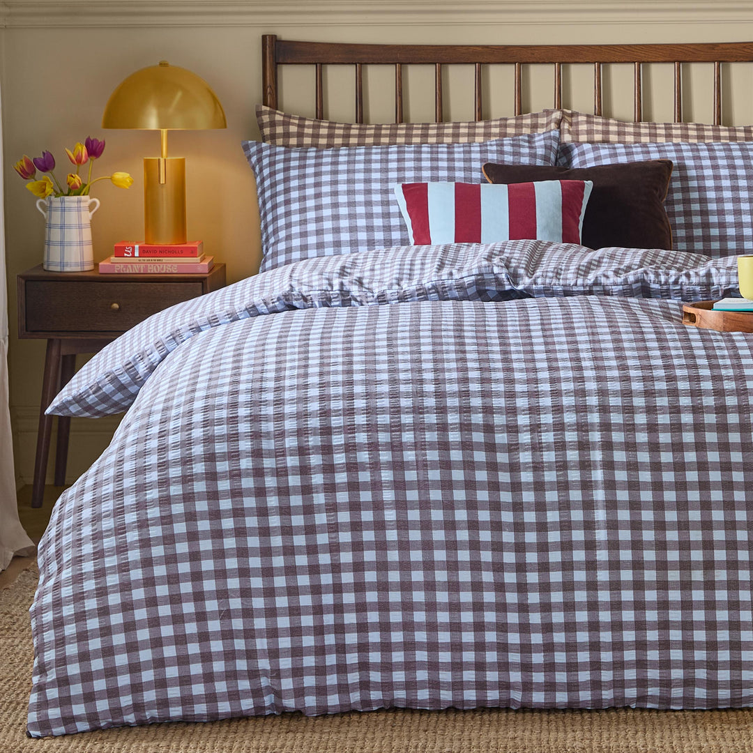 Harriet Gingham King Duvet Set Blue/Chocolate - image 3