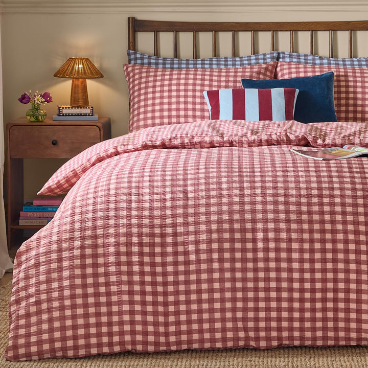 Harriet Gingham King Duvet Set Burgundy/Blossom - image 3