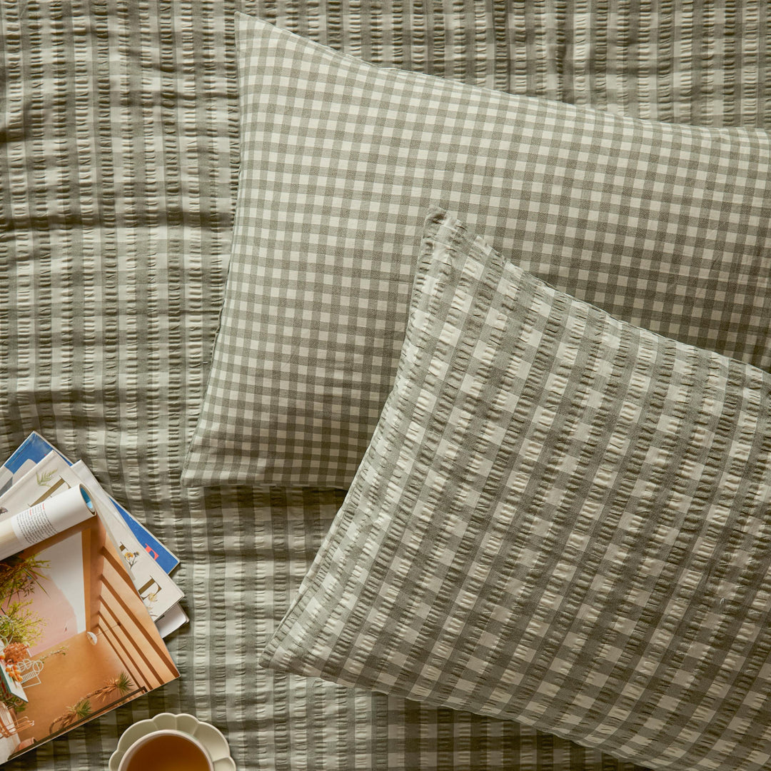 Harriet Gingham Pillowcase Pairs Baygreen/Mist