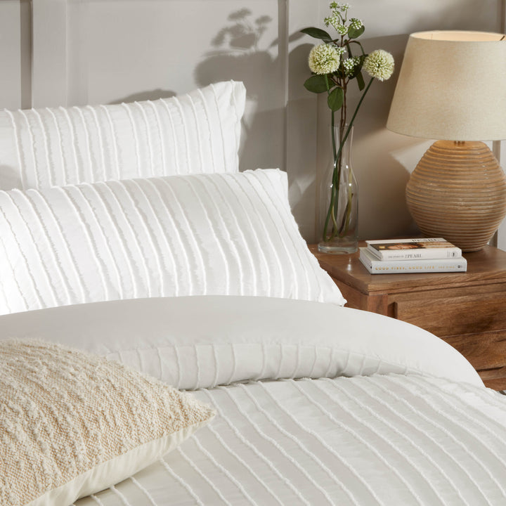 Harrison Stripe King Size Soft Touch Duvet Set White - image 2