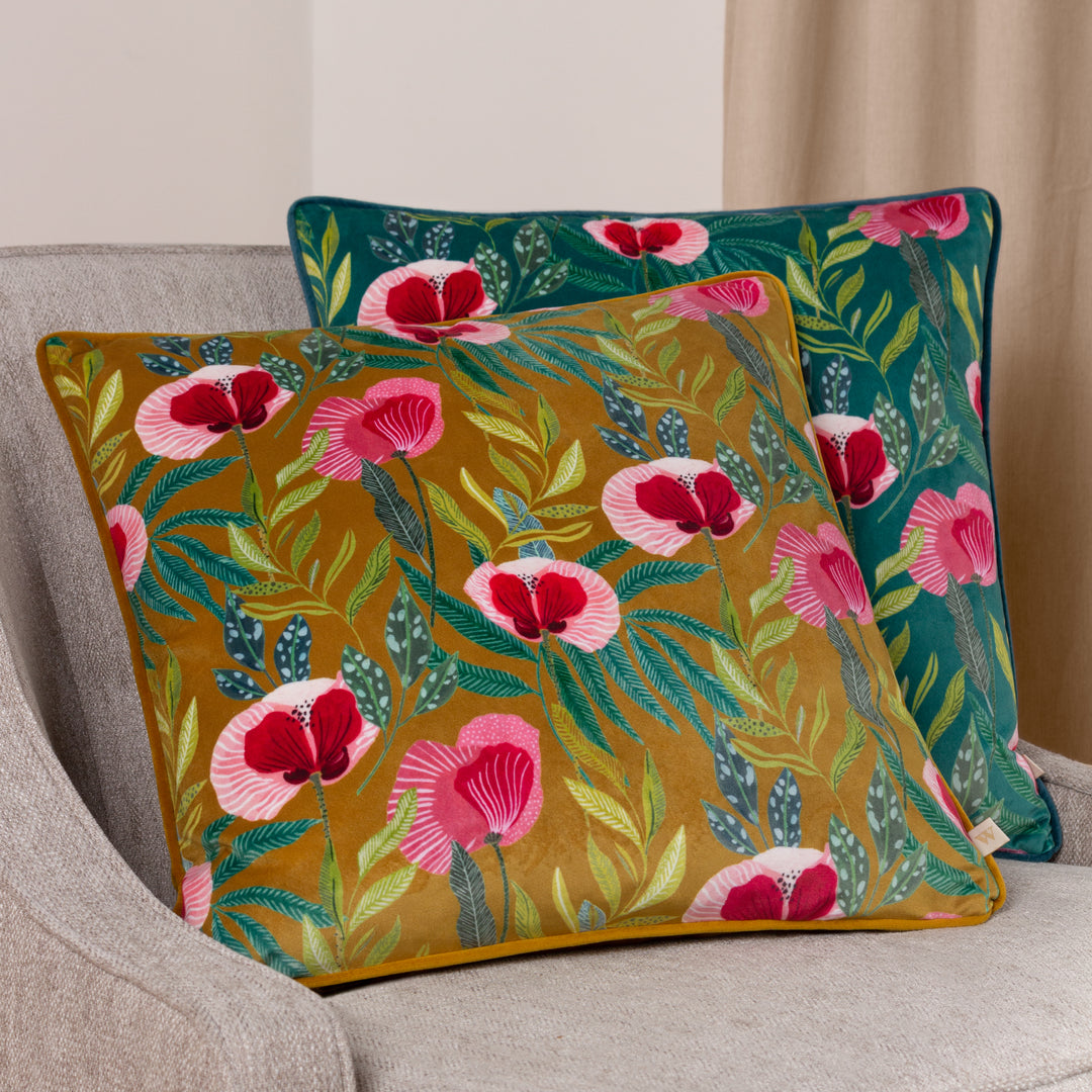 House Of Bloom Poppy 43x43 Cushion Case Teal - image 5