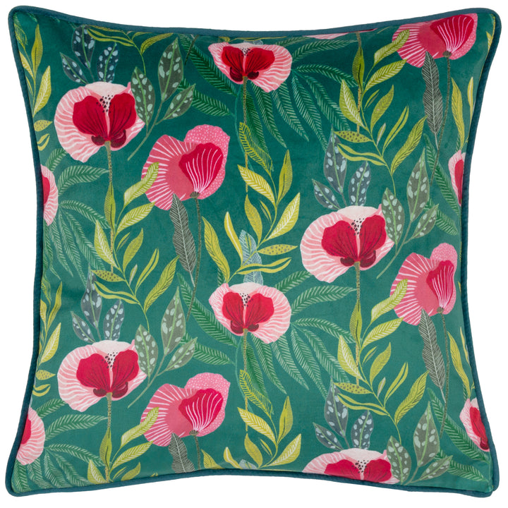 HOUSE OF BLOOM POPPY 43X43 CUSHION CASE TEAL