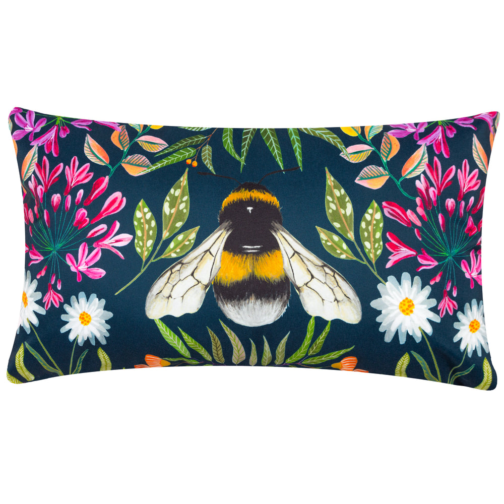 House Of Bloom Zinnia Bee 30x50 Outdoor Cushion Case Navy - image 2