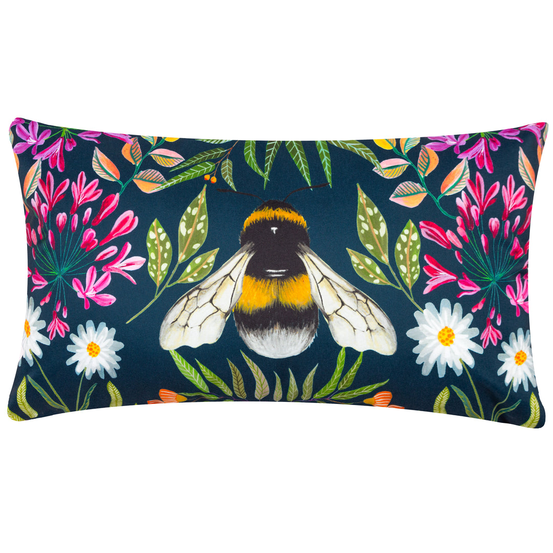 House Of Bloom Zinnia Bee 30x50 Outdoor Cushion Case Navy - image 2