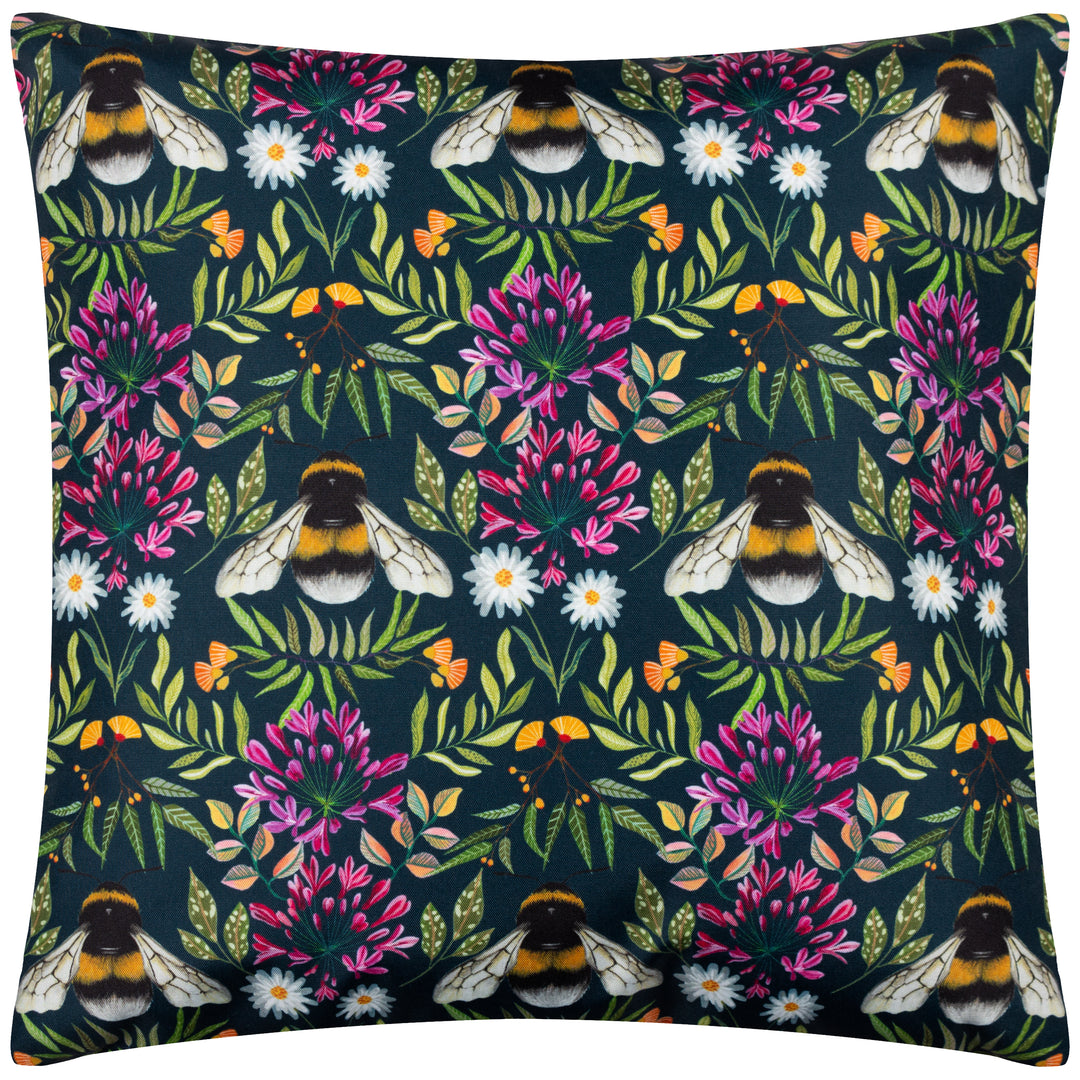 House Of Bloom Zinnia Bee 43x43 Outdoor Cushion Case Navy - image 2