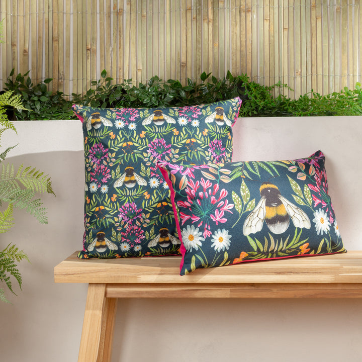 House Of Bloom Zinnia Bee 43x43 Outdoor Cushion Case Navy - image 5