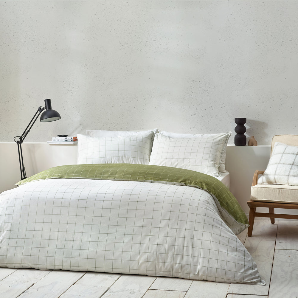 Howarth Check King Size Duvet Set Moss/Natural - image 2