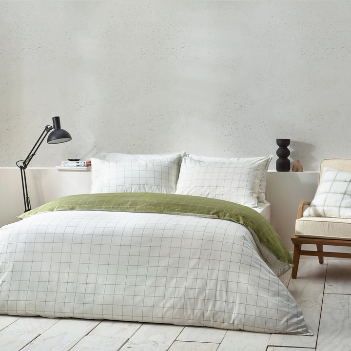 Howarth Check King Size Duvet Set Moss/Natural - image 2