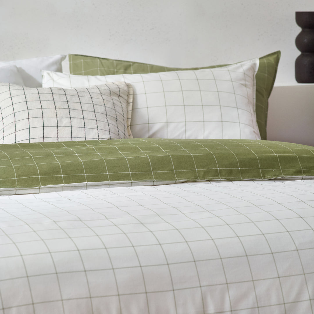 Howarth Check King Size Duvet Set Moss/Natural - image 3