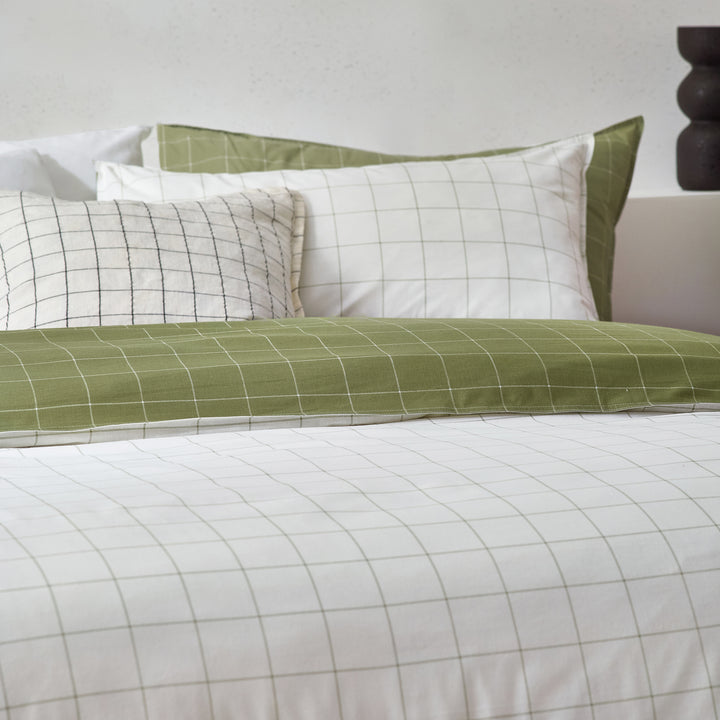 Howarth Check King Size Duvet Set Moss/Natural - image 3