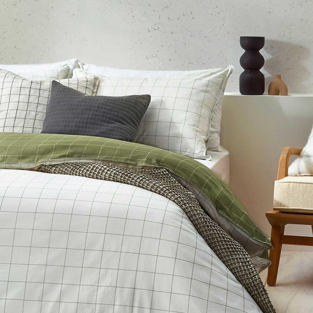 Howarth Check King Size Duvet Set Moss/Natural - image 4