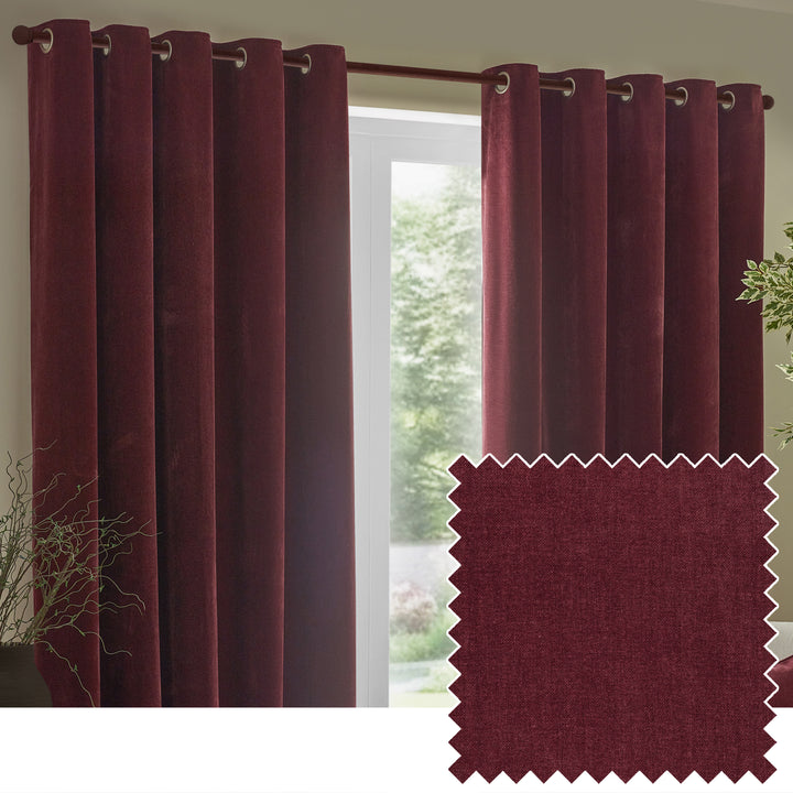 Heavy Chenille 229x137 Eyelet Curtains Beetroot