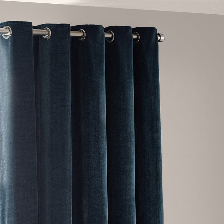 Heavy Chenille 229x137 Eyelet Curtain Navy - image 4