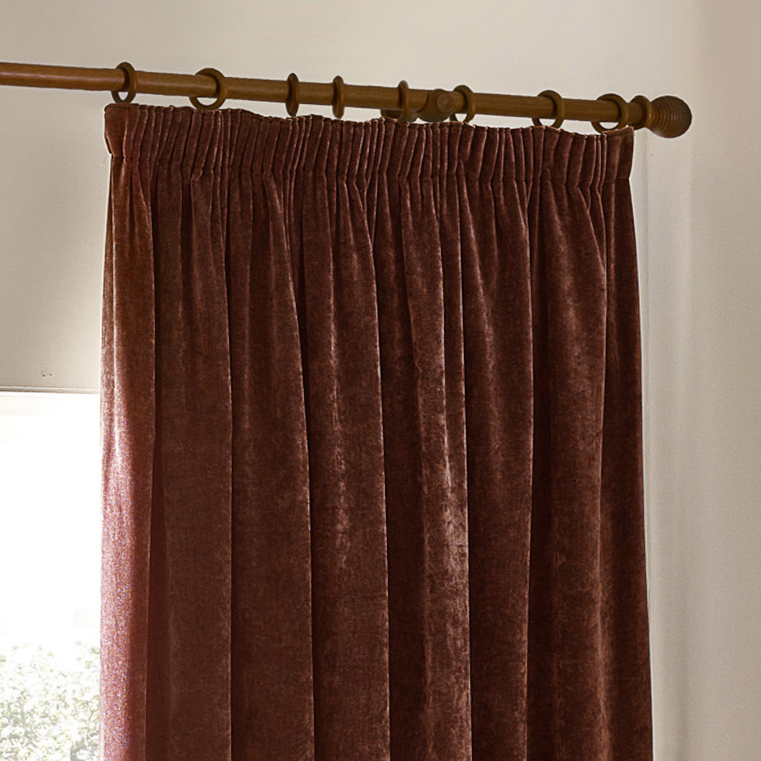 Heavy Chenille 117x137 Pencil Pleat Curtain Nutmeg - image 3
