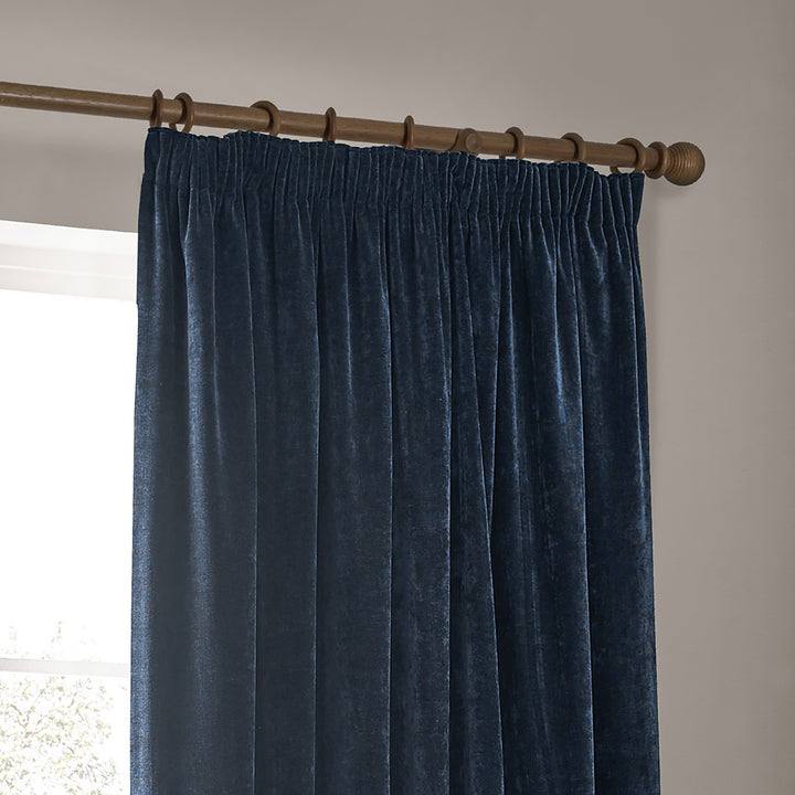 Heavy Chenille 117x137 Pencil Pleat Curtain Navy - image 3