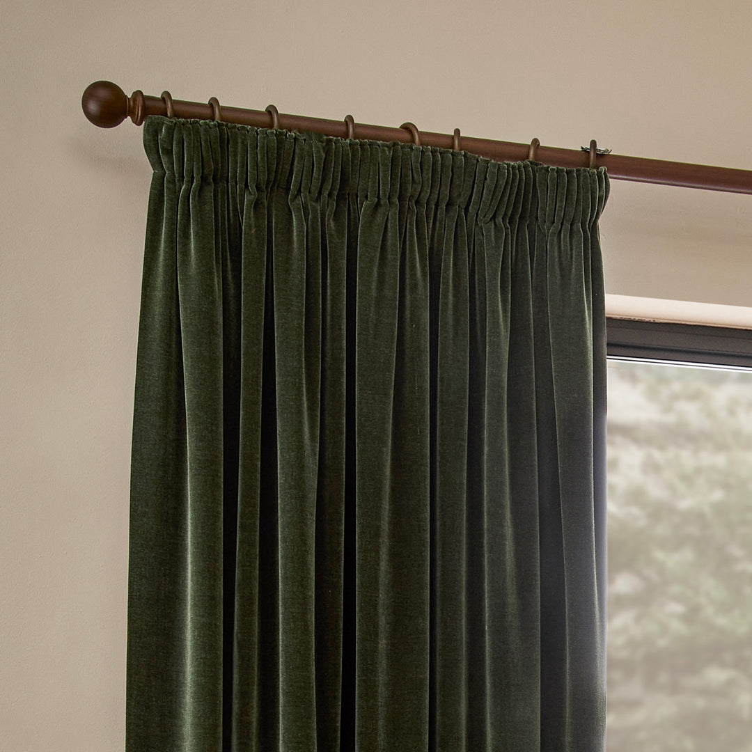 Heavy Chenille 168x137 Pencil Pleat Curtains Lichen - image 3